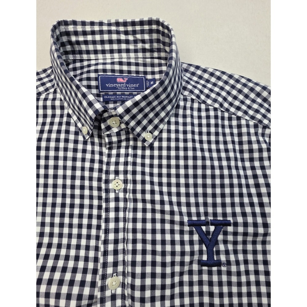 Vineyard Vines Shirt Mens M Yale Bulldogs‎ Stretch LIMITED USE Check Button Down
